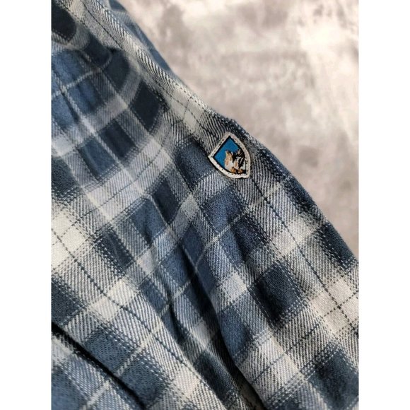 Kuhl Shirt Men's Medium Blue Plaid Dillingr Flannel Button Chest Pocket - Picture 4 of 9